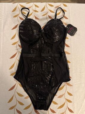 Women's Black Sequin Underwire Bodysuit by Oh La La Cheri